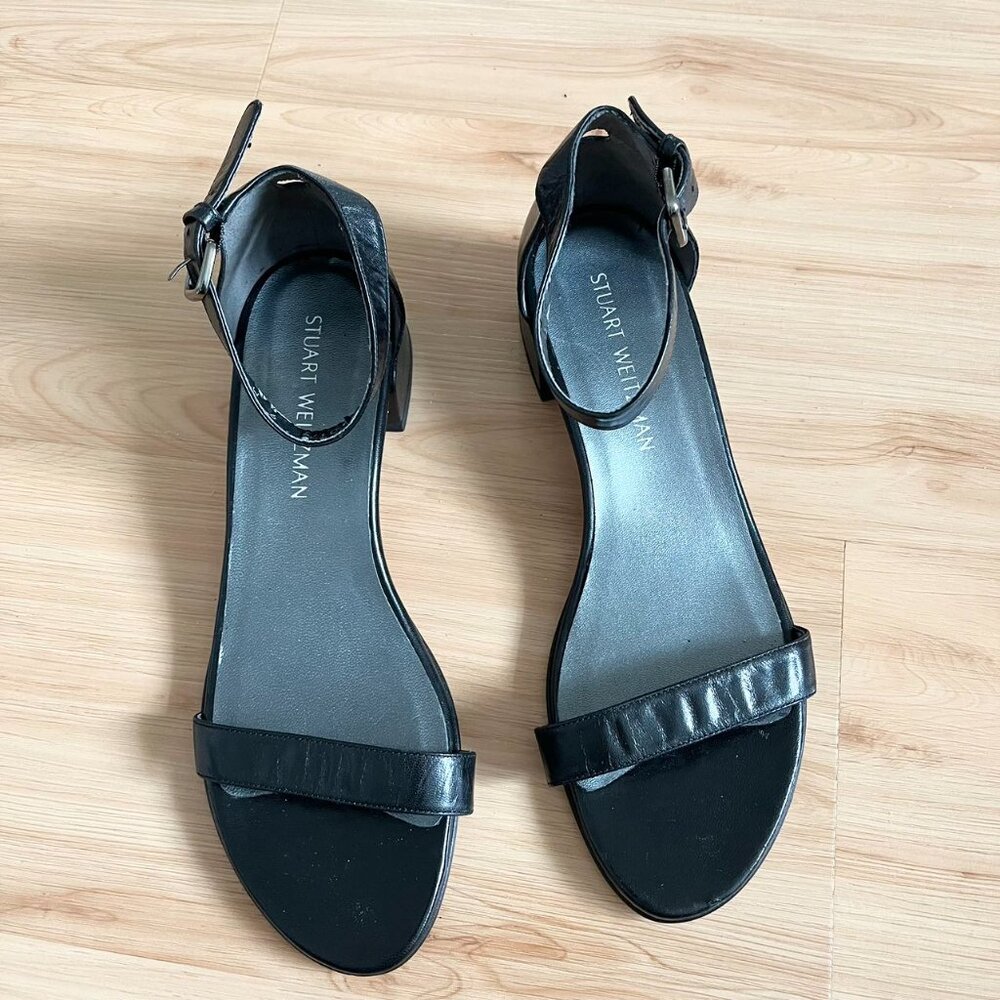 Stuart Weitzman Simple Ii Block Heel Leather Sand… - image 4